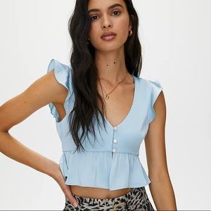 NWT little moon rarity blouse (baby blue) size M (Aritzia)
